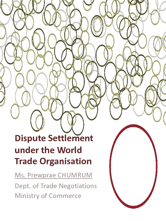 Dispute Settlement under the World Trade Organisation
